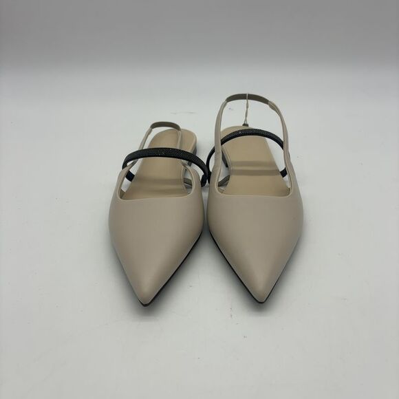 Brunello Cucinelli Shoes - Brunello Cucinelli Pointy Leather Slingback Size 39